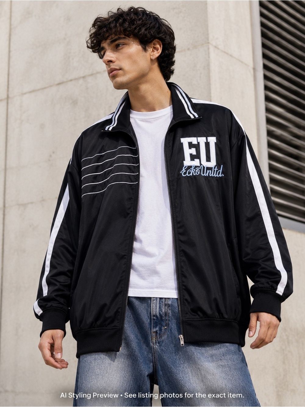 Ecko Unltd XXL Black Track Jacket Y2K Hip Hop Streetwear Oversized